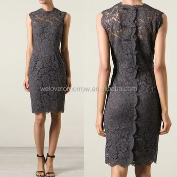 grey lace sheath dress