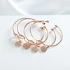 Rose Gold Bracelets for Women 26 Initial Letter Pendant Bangles Heart Tie Knot Opening Cuffs Love Bangle Jewelry