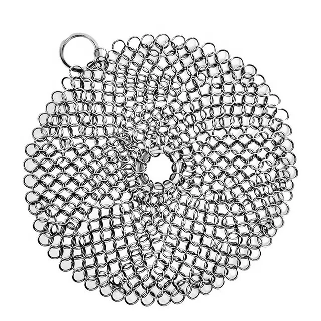 Cast Iron Skillet Cleaner, 316 Stainless Steel Chainmail Scrubber
