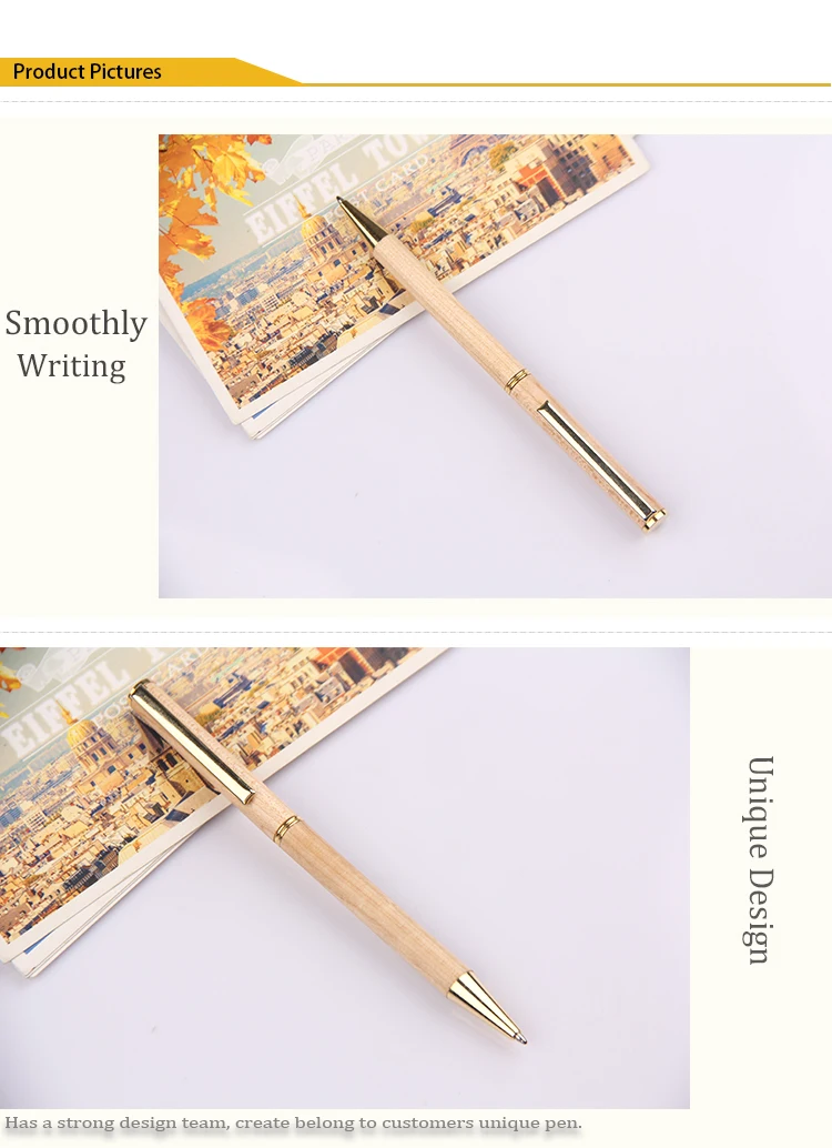 Luxury Silm Bamboo Wooden Ballpoint Pen Custom Engraved Logo Eco Friendly Business Gift Pen