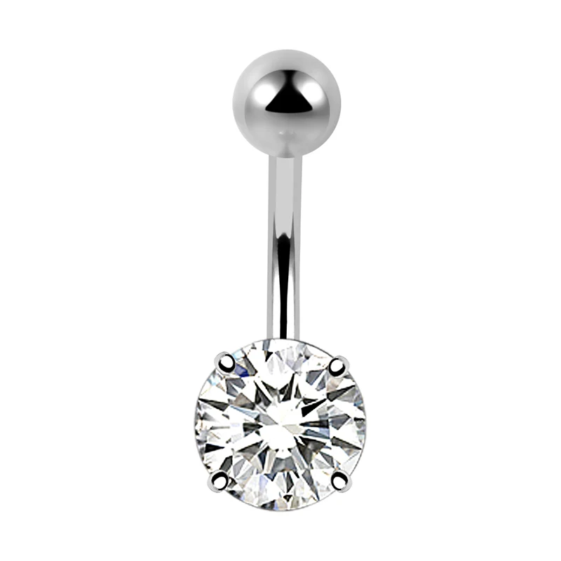 Factory Price Stainless Steel 14g Navel Piercing Prong Set Zircon Navel