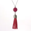 Personalized Initial Monogram Blanks Acrylic Disc Velvet Tassel Long Chain Pendant Necklaces