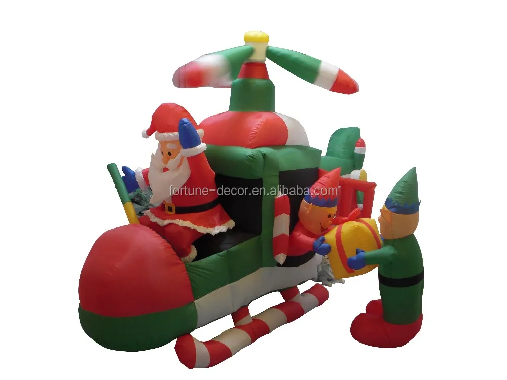 240cm/8ft Inflatable Santa Claus On Helicopter For Christmas Decoration