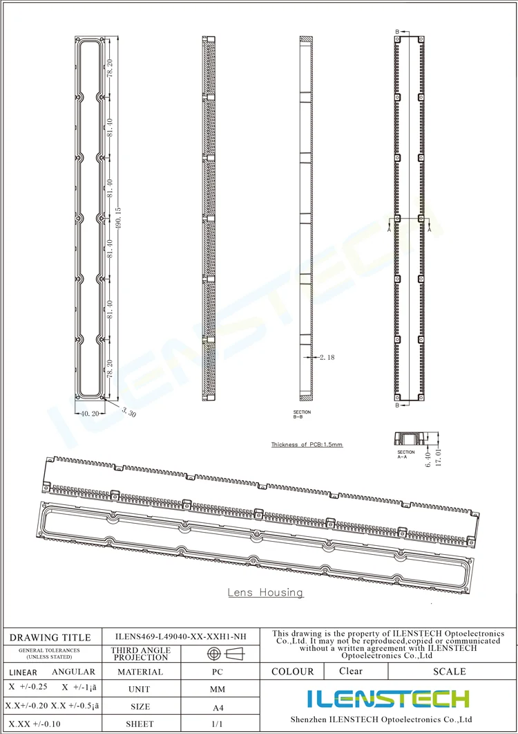 Led lens cover for 2835 led strip 490mm
