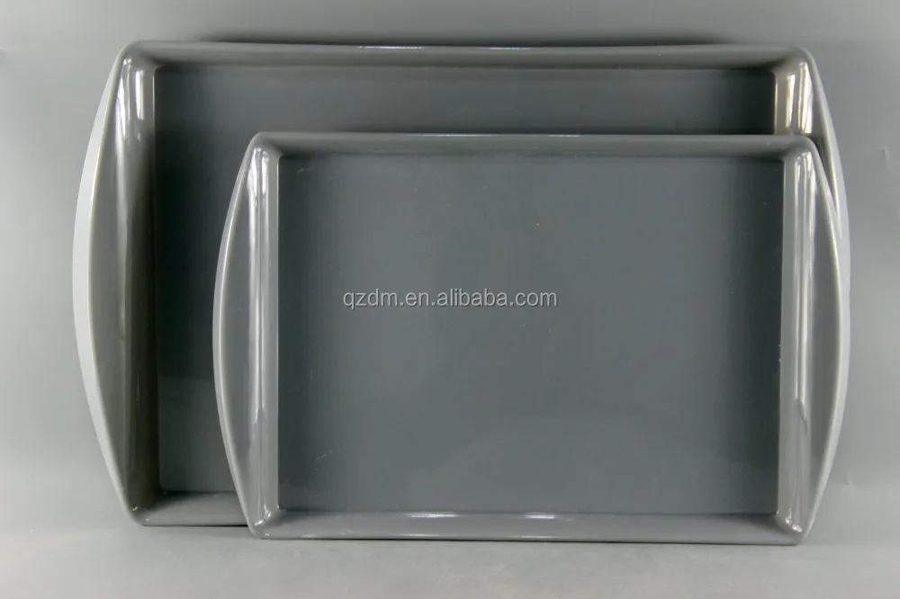 Solid Melamine Grey Melamine Beverage Tray With Handles