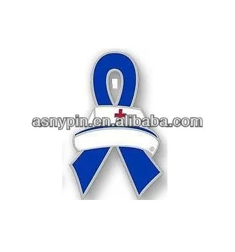 Dark Blue Ribbon Chrome Emblem for Colon Cancer Awareness