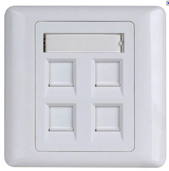 RJ45 Face Plate Wall Socket Cat6 Cat5e Ethernet Single Gang 4 Port