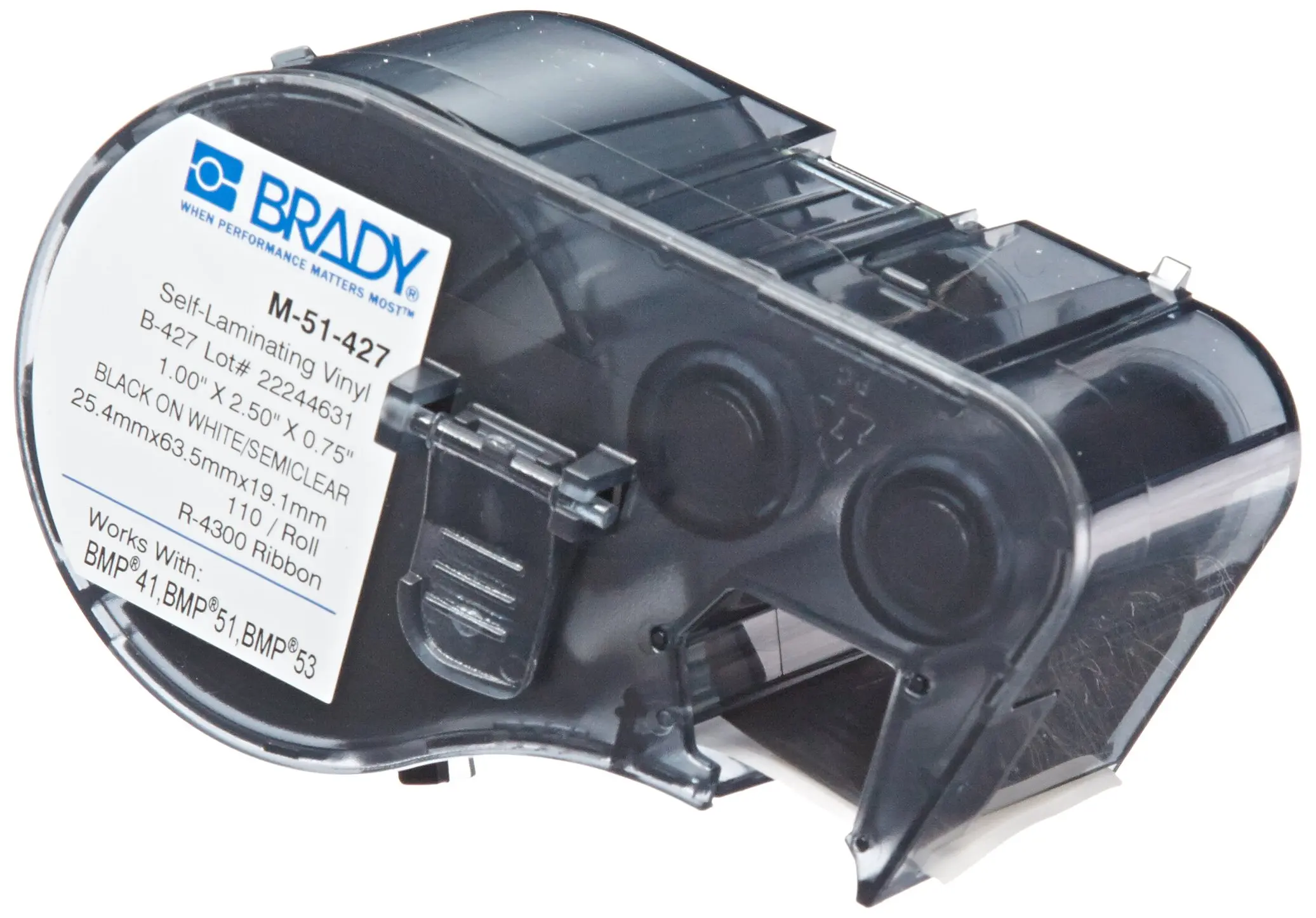 Print 25 4. Принтер bmp 51. Bmp51. B-427 Black on Transluc Brady Print Cartridge White Vinyl 1.25 x14.