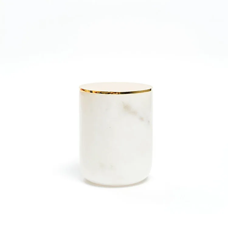 Natural Stone Marble Candle Jar With Wooden Cover Buy Marble Candle