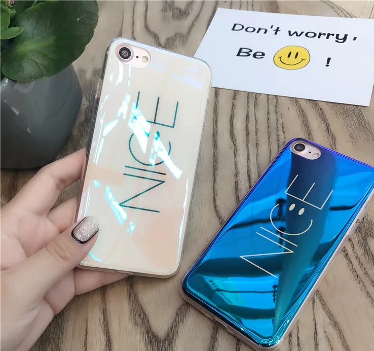 Blue Light NICE Pattern Soft TPU Phone Case for iPhone 8 7