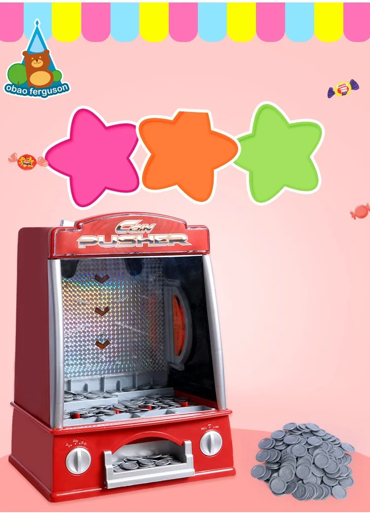 B/o Mini Push Coin Machine Toy With Music And Light Mini Arcade Game