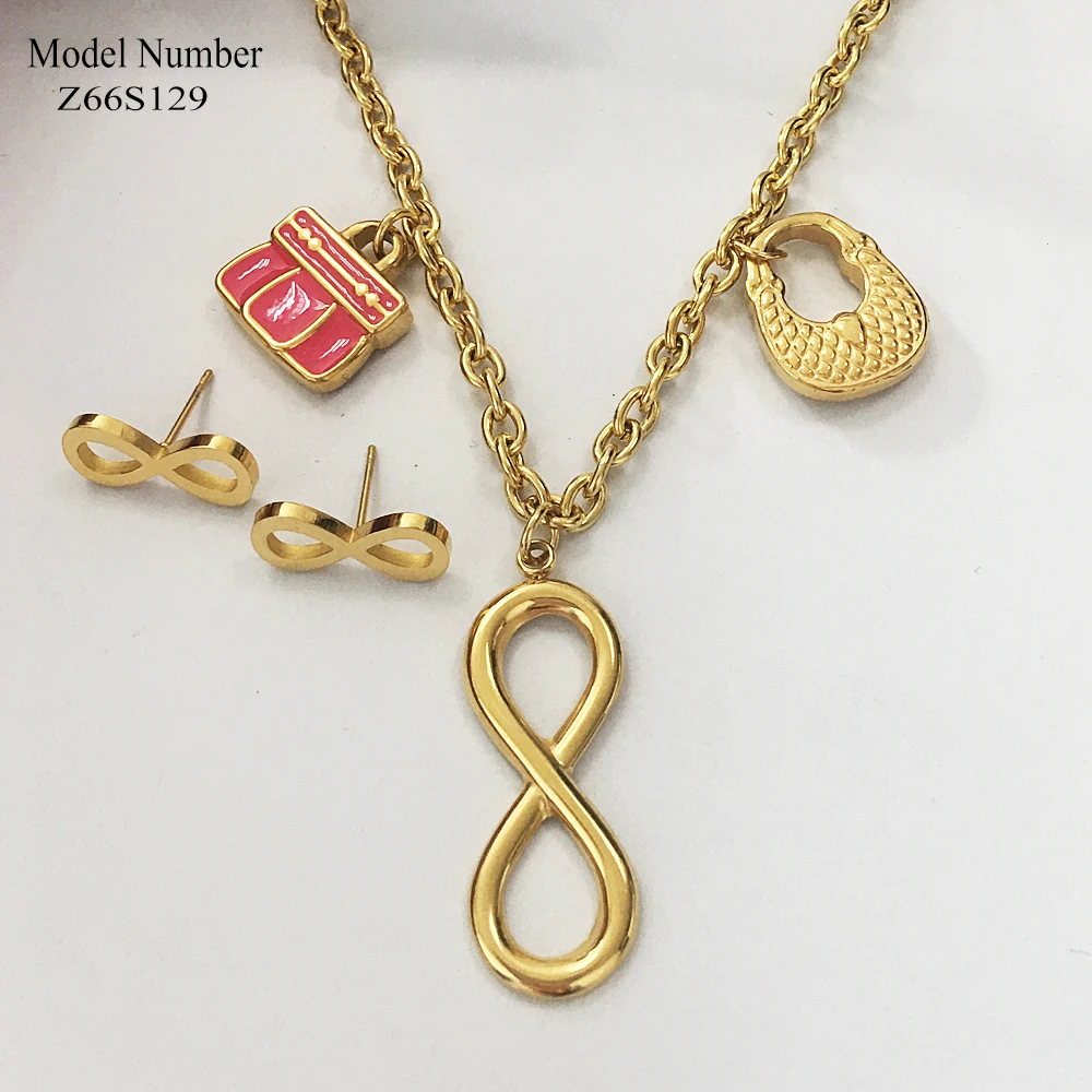 stainless steel jewellery making 22k gold infinite jewelry set