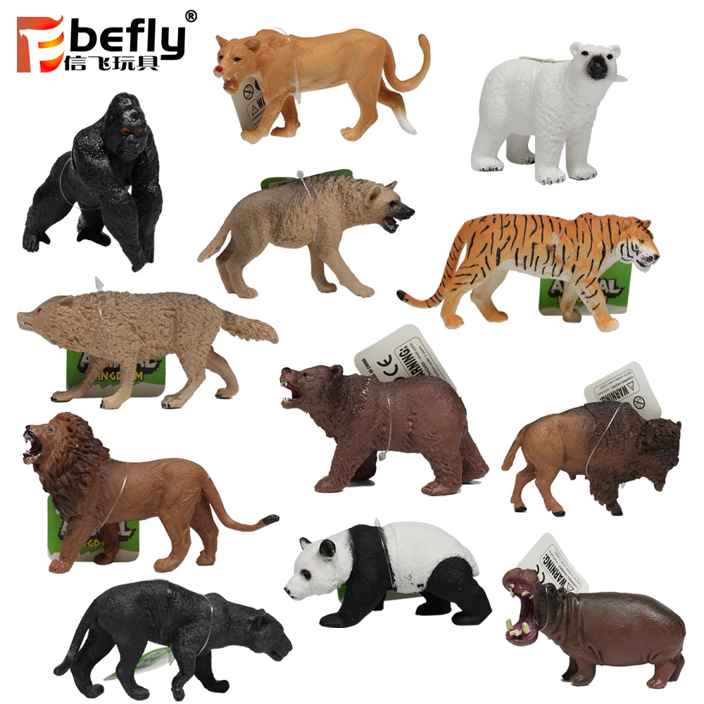 12 Kinds Mixed 3d Model Figurines Plastic Wild Animal Toy For Kids ...