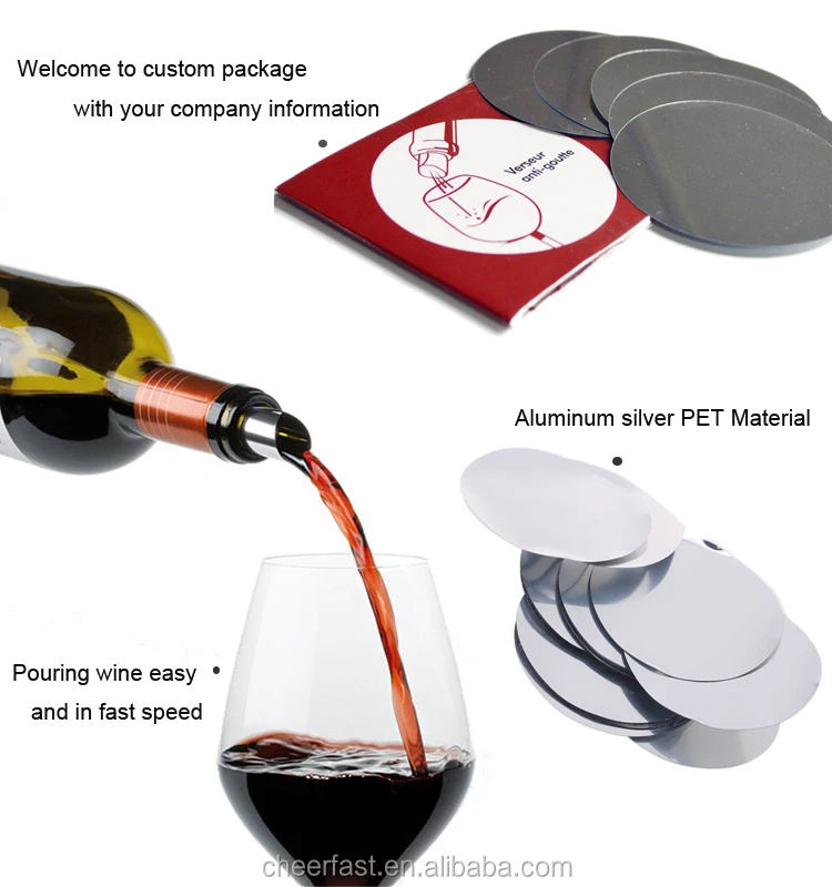 Promotional Drip Stop Foil Disk Pourer For Wine Buy Disc Liquor