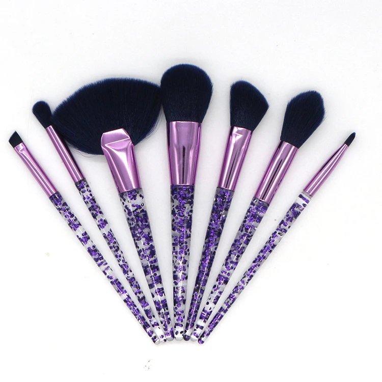Wholesale Makeup Distributors Purple 7 Pcs Acrylic Makeup Brush Holder