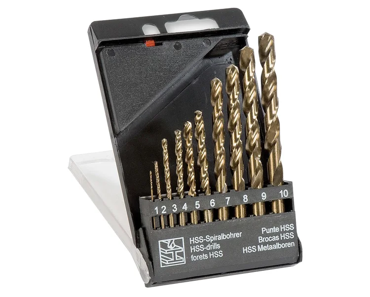 10PC Metric DIN338 Fully Ground HSS Cobalt Drill Bits Set for Metal Stainless Steel Aluminium Drilling in Plastic Box