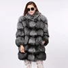 Winter real high quality Woman italian short Silver/Red Fox Fur Coat