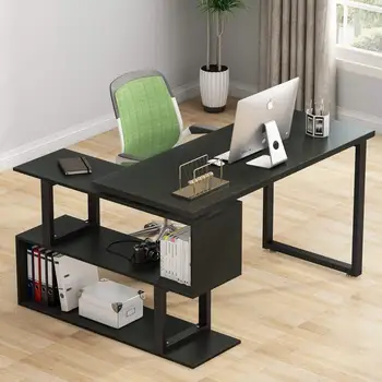 2018 New Design L-shape Computer Desk With Bookshelf Pc ... on {keyword}