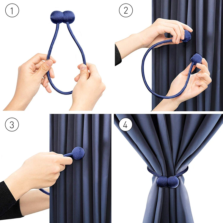 2020 Hot Selling on Amazon Navy Colour Magnetic Shower Curtain Tiebacks for Window Decoration