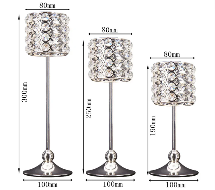 Manufacturer wholesale crystal silver candle holders wedding table decorations