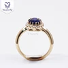 Ytisi customized 14k/18k yellow gold ring 6*8mm oval 35# sapphire & moissanite engagement ring