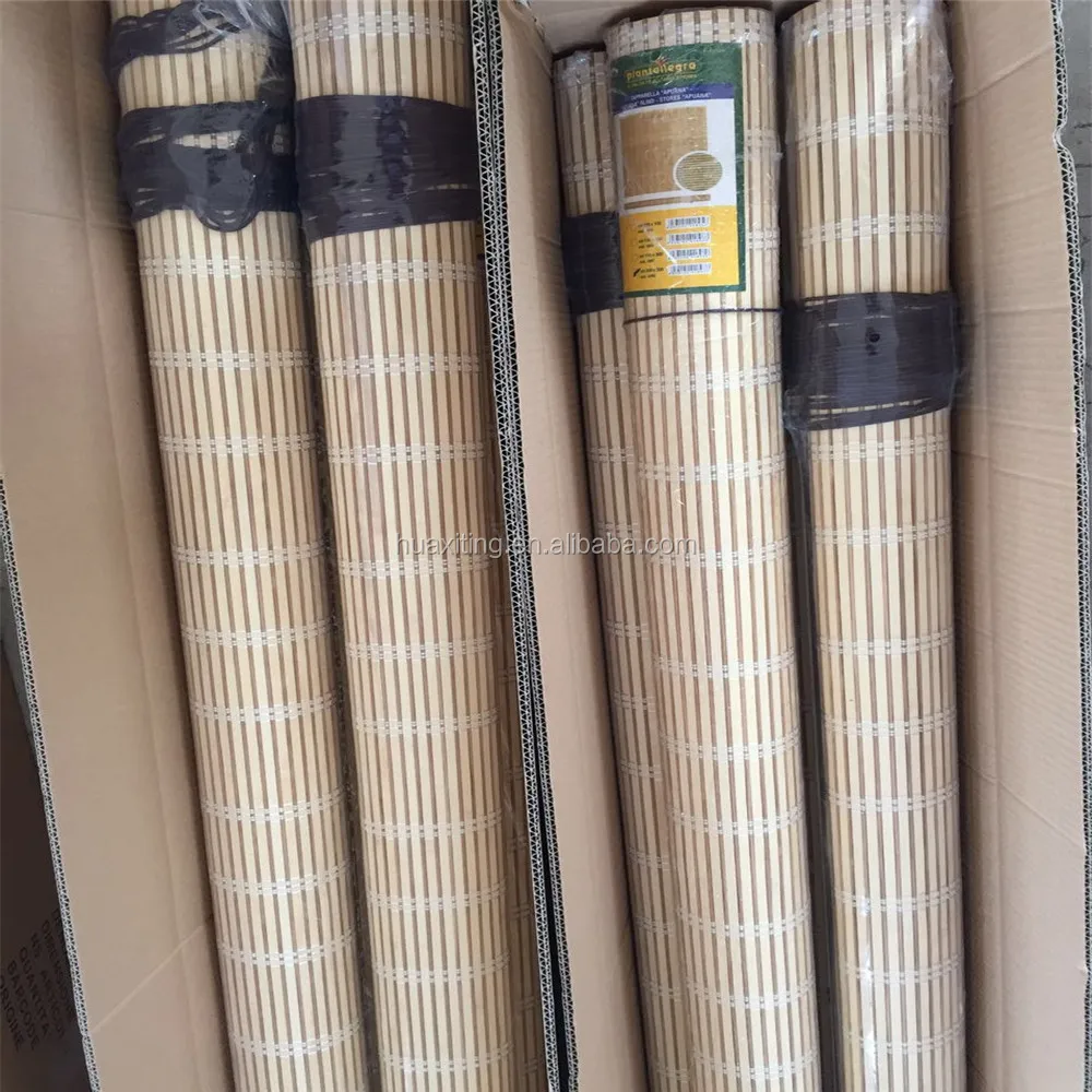 Finished Nature Slat Bamboo Rollup Blinds In Ribbon Buy