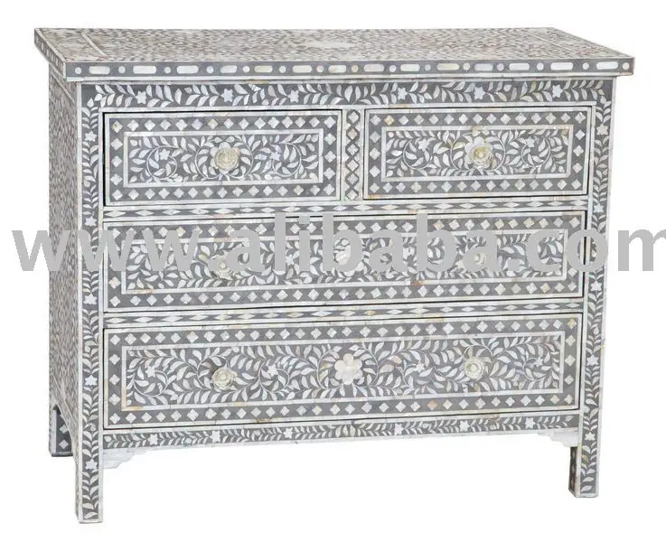 Mother Of Pearl Inlay Chest Of Drawer