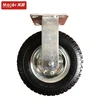 Heavy Duty Industrial Steel Plate Swivel And Fixed Roller Casters 8 inch Rubber Pneumatic Rigid Wheels