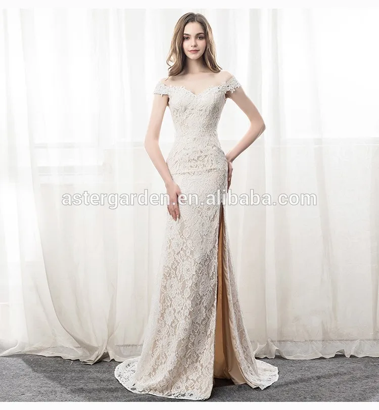 lace fishtail prom dress