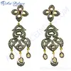Handmade Design Victorian Diamond Gold Plated 925 Sterling Silver Earrings Jewelry