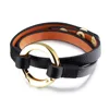 Leather Wrap Bracelet Leather Cuff with Metal O Ring Snap Button Clasp Bracelet for Fashion Women