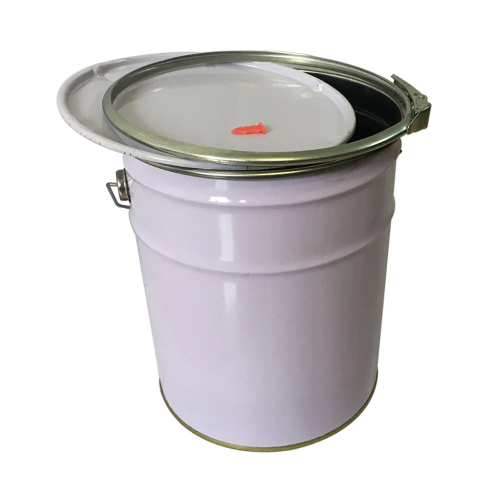 Empty Chemical Buckets 20l Oem Tin Barrels With Iron Hoop And Lock Lid