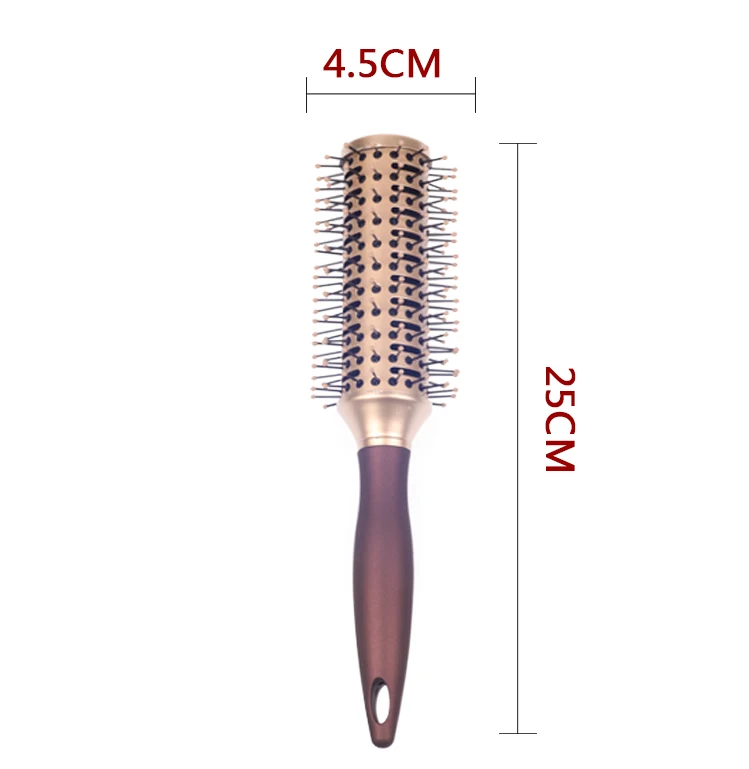 EUREKA 9511CEG-BR Aluminum Barrel Styling Round Hair Brush for All Hair Types Ball-Tip Nylon Pins Anti-Slide Handle Hairbrush