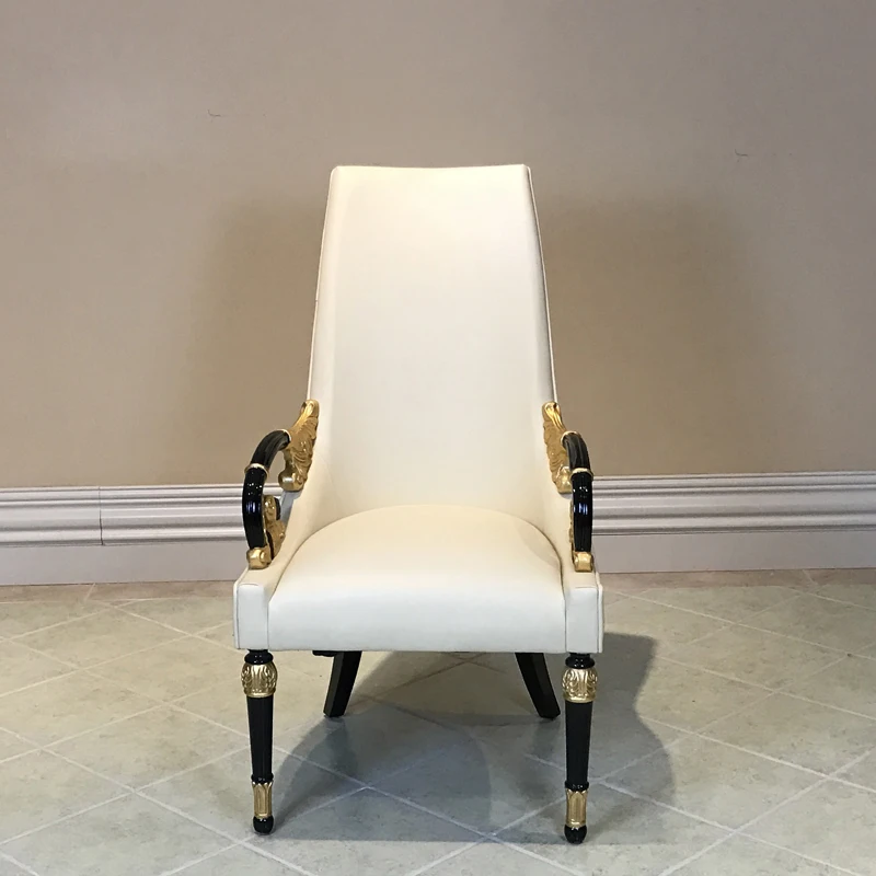 Upholstered Fabric Chair With Armrests New Style Classic Wood Frame