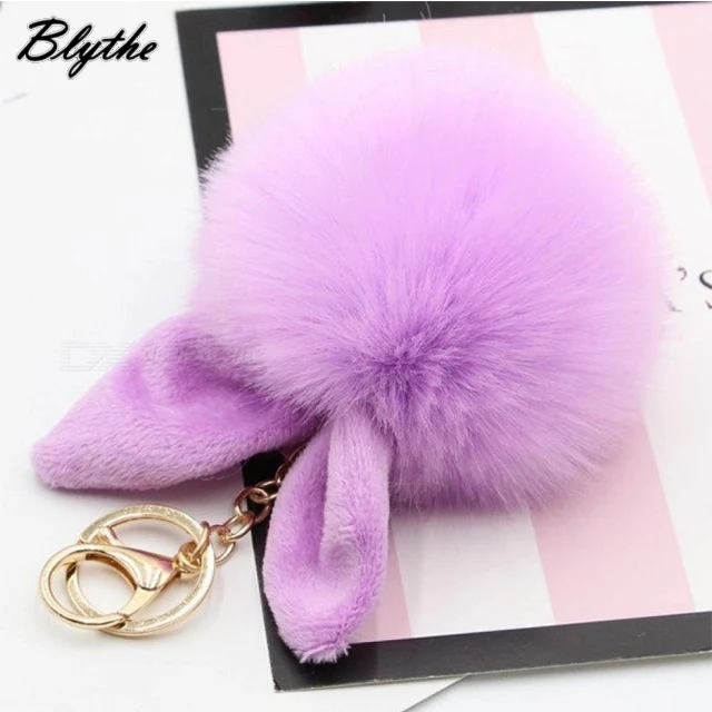 Fluffy Bag Design Bag Charm Purple