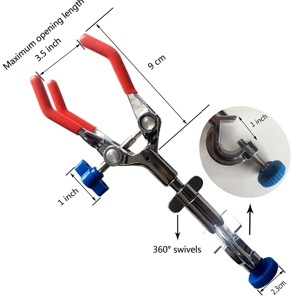 Haiju Lab Large 3 Prong Finger Style Clamp Laboratory 360 Degree Rubber