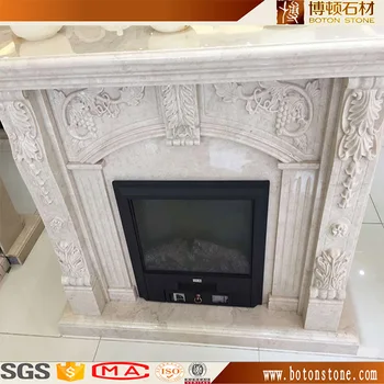Natural Marble Fire Surround Stone Electric Place Portable Fireplace Beige