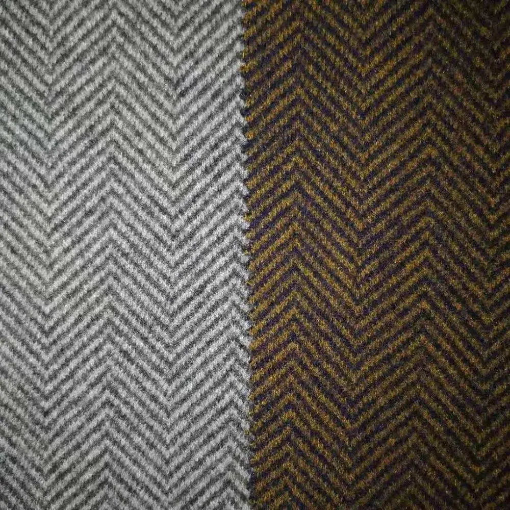 Neue ankunft fischgräten jacquard merino wolle polyester gemischt stricken stoff für winter männer anzug mantel hosen