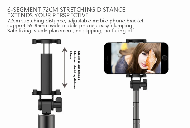 Universal Foldable Mobile Stand Wireless Bluetooth Monopod Selfie Stick with Remote Shutter mc80 Monopod for All Cellphone