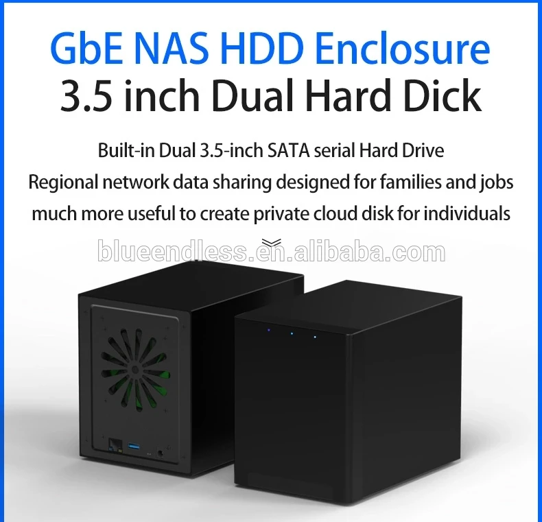 Network Storage Nas Type C Gige Server Hard Drive Case Fit Home 3.5 2