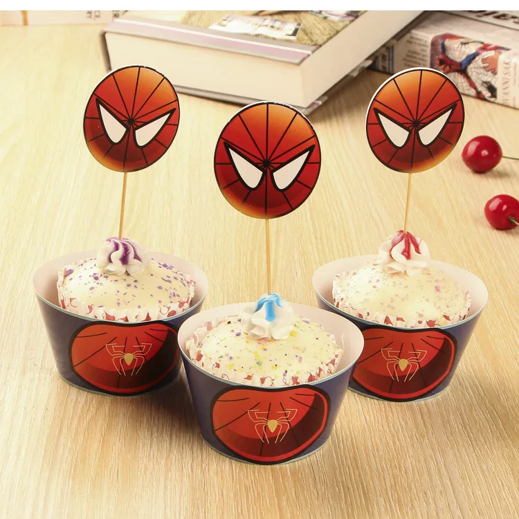 レッドスパイダーマン印刷された紙カップケーキラッパー トッパーは装飾子供のためのベビー誕生日の結婚式のパーティー用品 Buy 面白いウエディング ケーキトッパー ピンクミニーマウスのカップケーキラッパー 結婚式のケーキトッパー Product On Alibaba Com