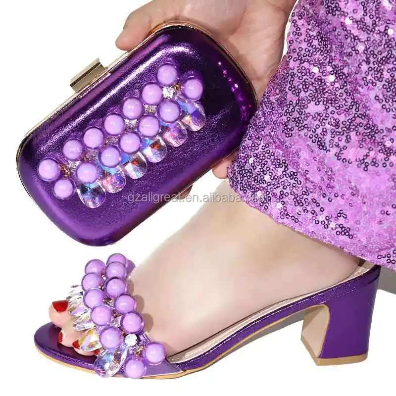 Source AB7827 High Quality Indian Ladies Purple Shoes And Matching