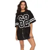 Short Sleeve Bling Graphic Logo Tee in stock women T-shirts with sequins