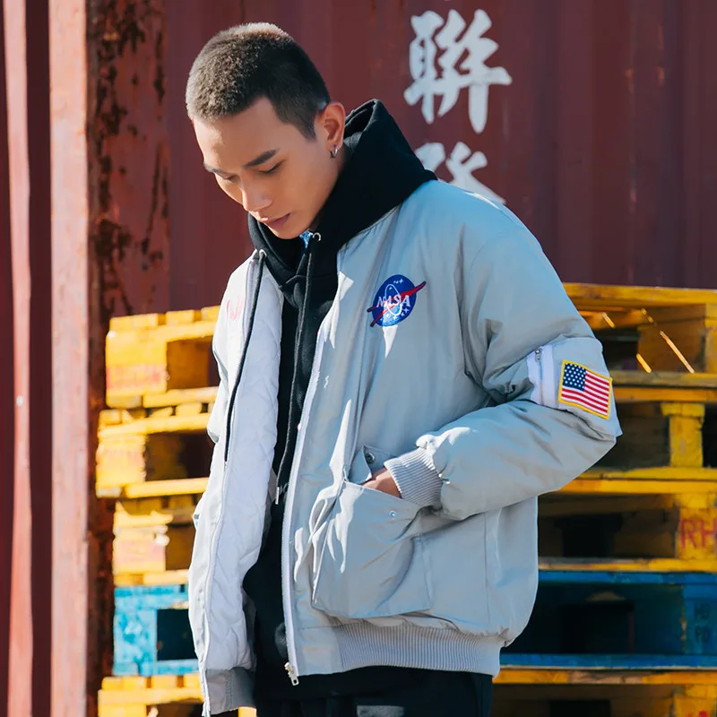 Wholesale NASA Baseball Style Hip Hop Bomber Quilted Jacket