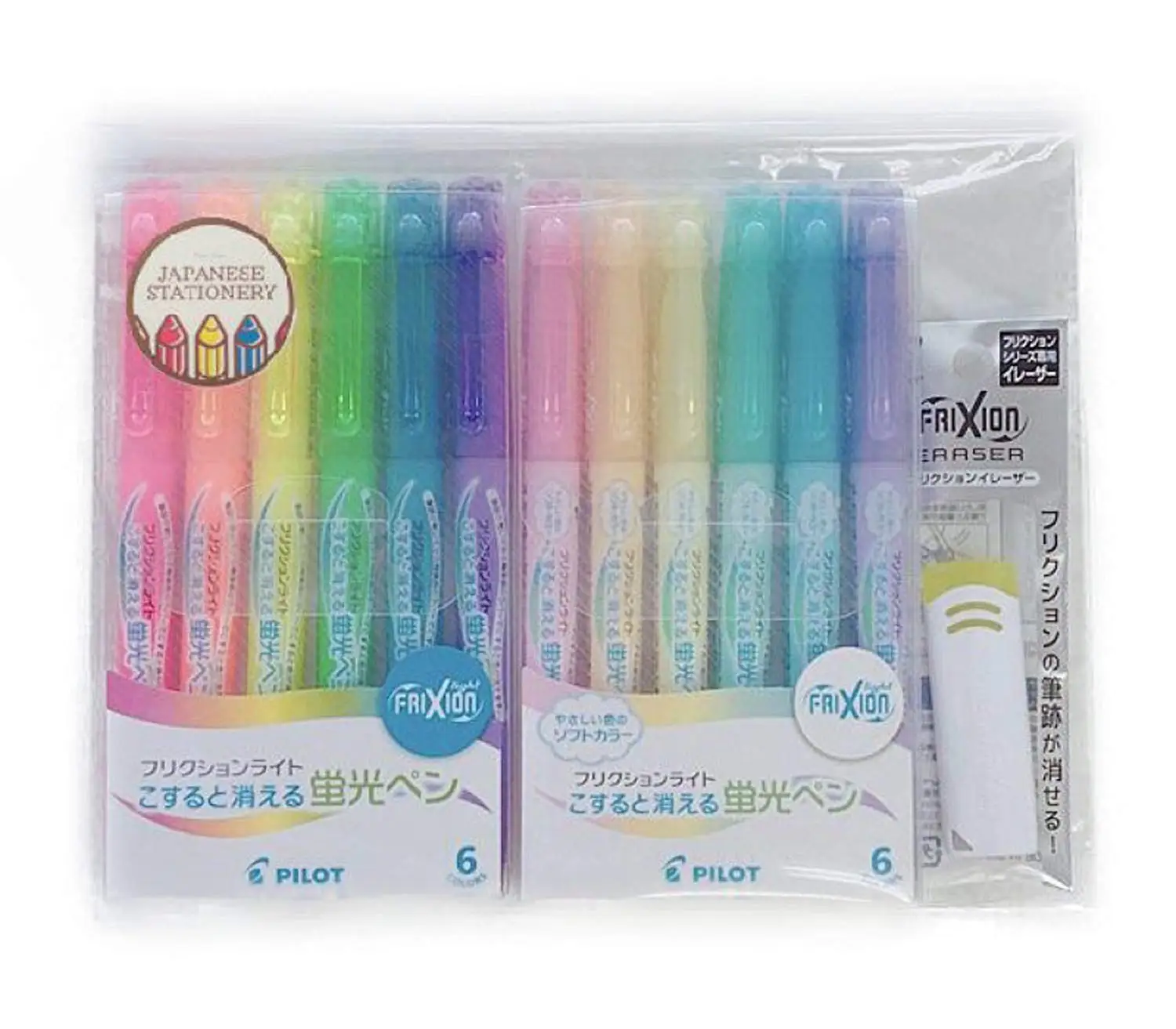 PILOT Friction Erasable Highlighter 6 colours SFL-60SL-6CS Pens Made in Japan