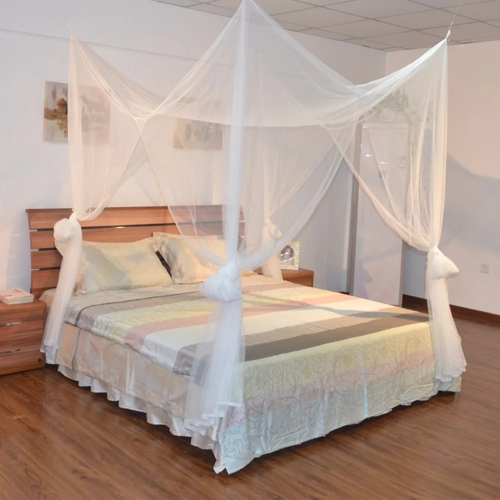 Queen Size Bed Four Corner Post Bed White Canopy Mosquito Net Buy