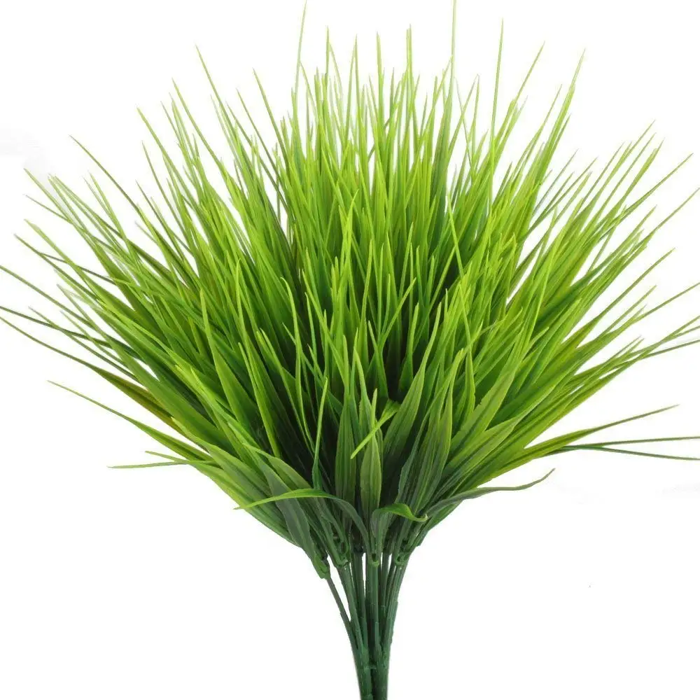 LoveniMen Artificial Shrubs Plastic Plants Fake Bean Grass Simulation Greenery Bushes Faux Leaves Outdoor Garden Indoor Home Office Yard Verandah Wedding Decor UV Resistant 4 Pcs