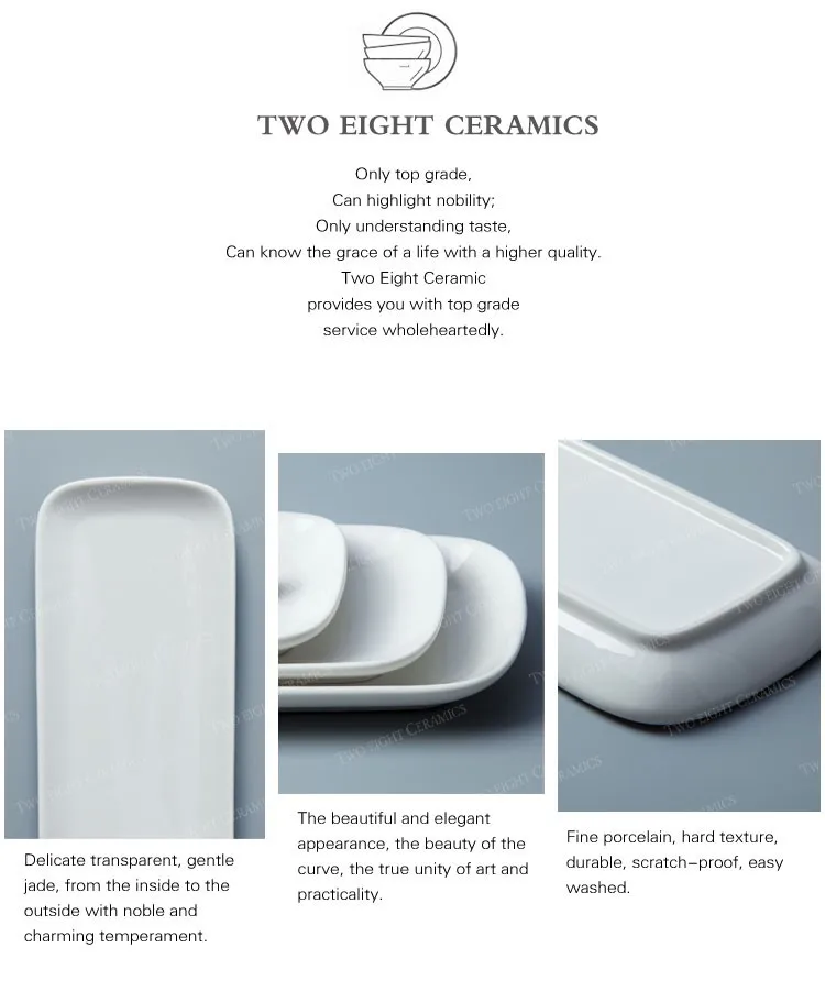 White Rectangle Wholesale Dinner Plates, Chaozhou Factory Porcelain Ceramic Dish, Asian Restaurant Tableware$