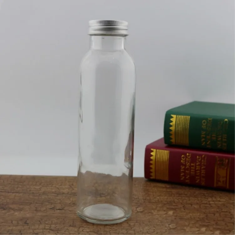 350ml Glass Bottles With Aluminium Lid Juice Water Milk Beverage Glass