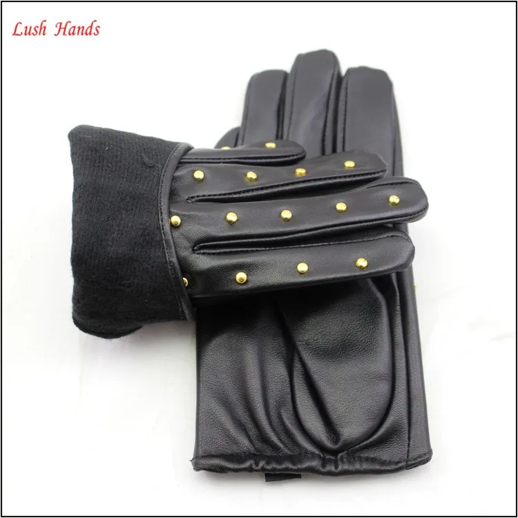 2016 fashion leather gloves ladies imitation deerskin leather gloves
